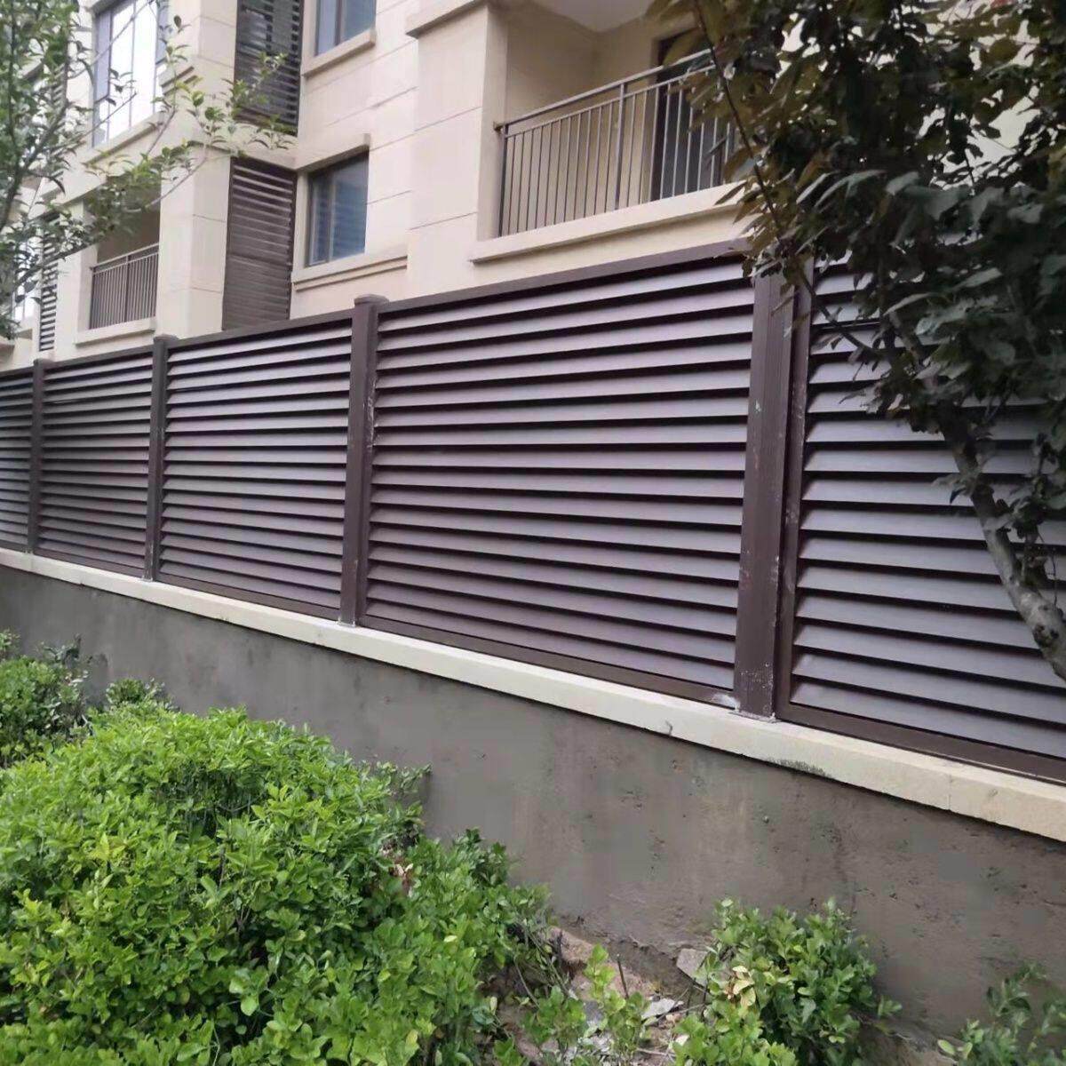 新中式铝合金百叶围栏铝艺庭院护栏阳台护栏小区栅栏户外花园围栏