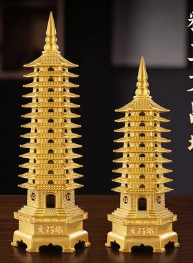 纯黄铜文昌塔13层9层摆件十三层九层书房客厅办公室金属工艺品