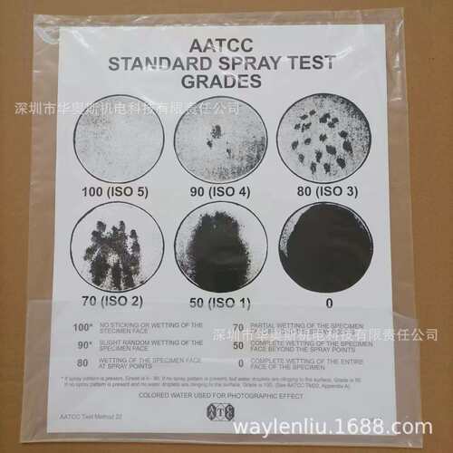 AATCC22雨淋样照图卡 防喷淋试验防泼水度评审图卡