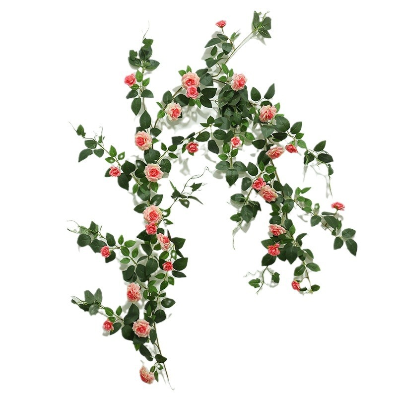 仿真月季花藤藤蔓玫瑰花藤假花藤条壁挂空调管道墙面装饰遮挡造景