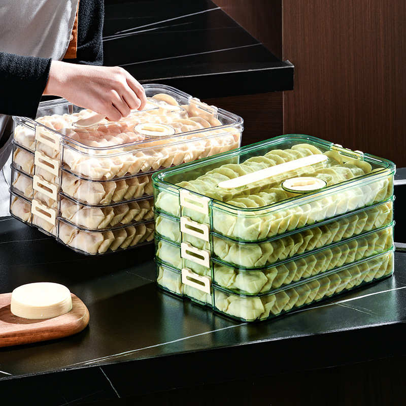 饺子盒收纳盒家用冰箱速冻水饺盒冰箱抽屉式多层整理冻饺子保鲜盒