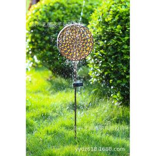 新款现货太阳能铁艺镂空屏风地插灯金属庭院灯铁件镂空灯庭