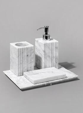 孔河大理石托盘洗手液罐新中式软装样板房浴室浴室浴室组合摆件