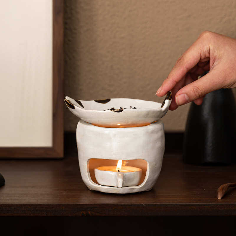 猫咪香薰炉雪松炉粉引侘寂风烤茶炉烤圣木茶叶蜡烛茶叶加热提香炉,餐饮具,茶具礼盒,淘宝优惠券,粉丝福利购,淘宝优惠卷