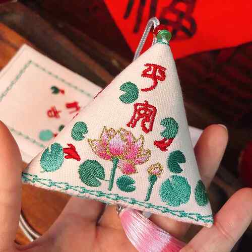 梵椿刺绣香包锦鲤夏至荷花莲花绣粽子香囊布料diy香包绣片端午节
