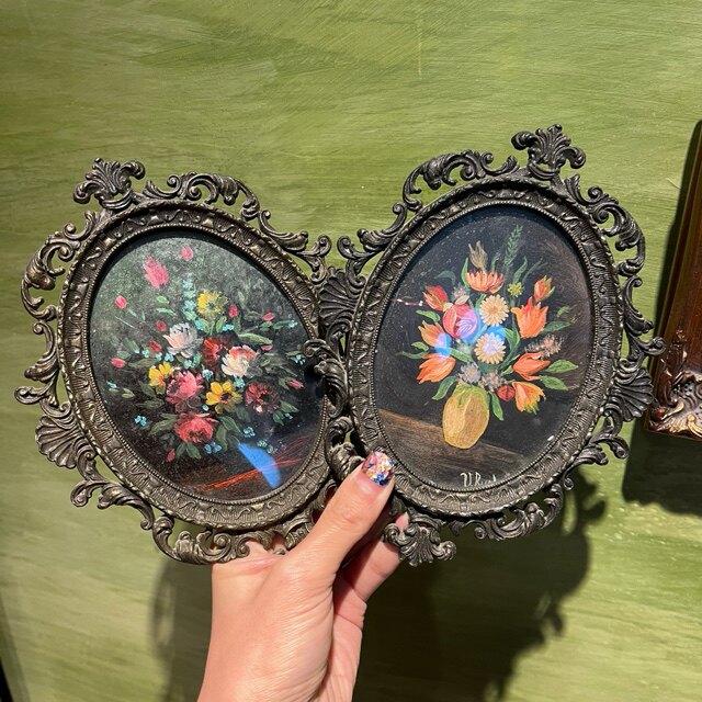 不退不换  一对手绘油画  意大利