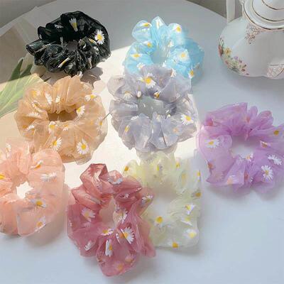 Woman Daisy Yarn Scrunchies Fashion Hair Ties Elastic Hairba