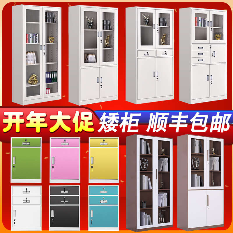 钢制办公室文件铁皮柜档案资料柜矮柜财务凭证柜抽屉带锁储物柜子