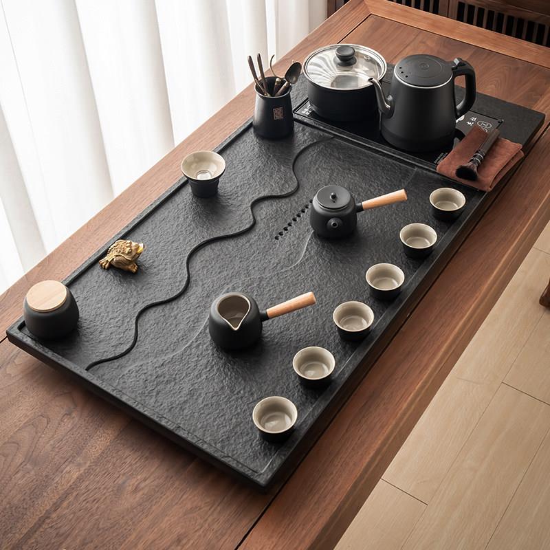 天然乌金石茶盘全自动上水电磁炉一体烧水壶家用茶海茶具套装茶台