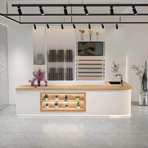 花店花艺工作台转角水果店吧台操作台奶茶甜品前台接待大理石定制
