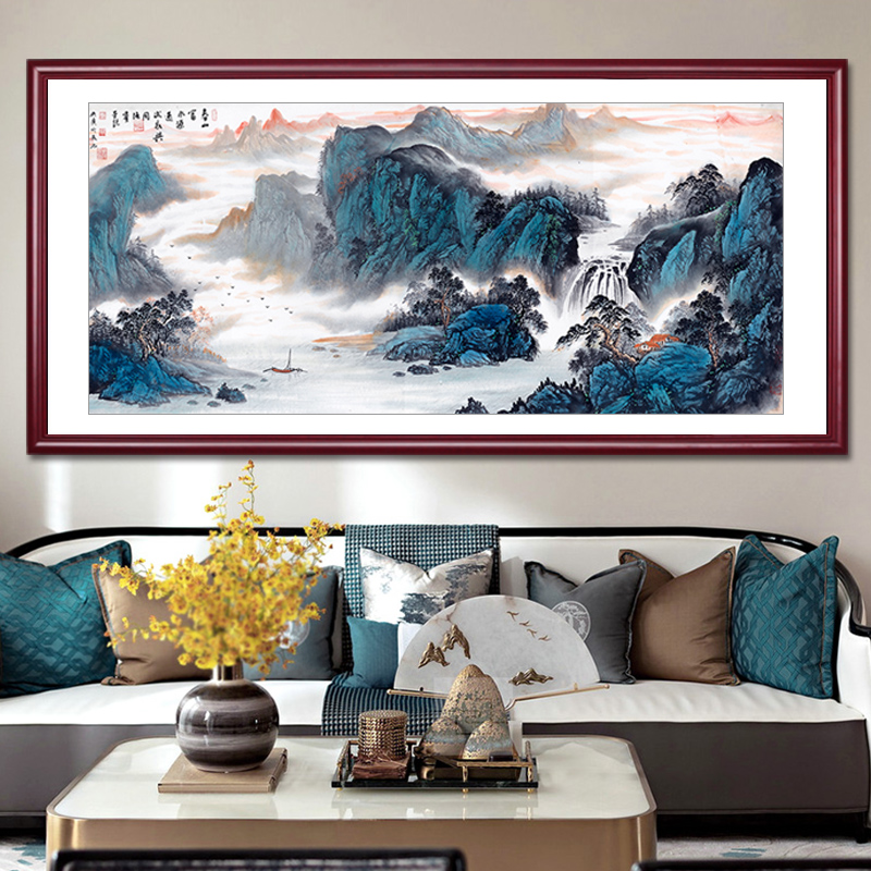 名家山水画新中式客厅装饰画老板办公室挂画风水靠山图风景画国