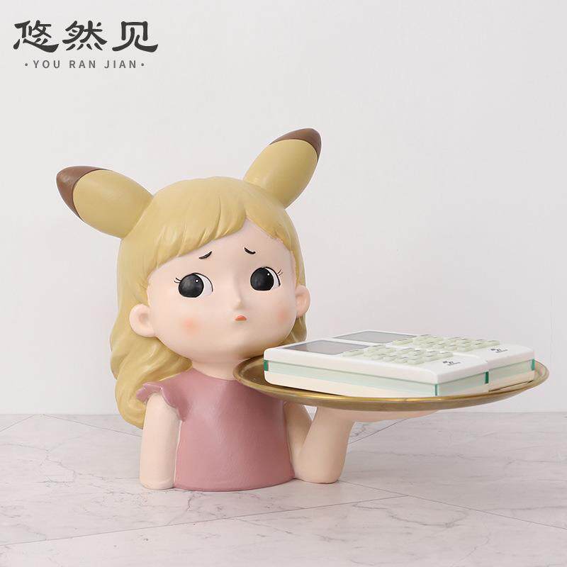 悠R9A6E0收然见卡通创意家玄居装饰品树脂工艺客关厅桌面整理钥匙