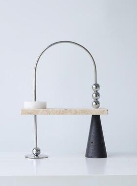 现代简约创意金属算珠拱形摆件抽象几何摆件样板房售楼处桌面饰品