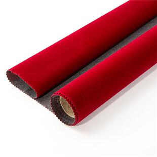 现货供应枣红色无纺布长毛绒首饰包装盒内衬可再生可背胶粘植绒布