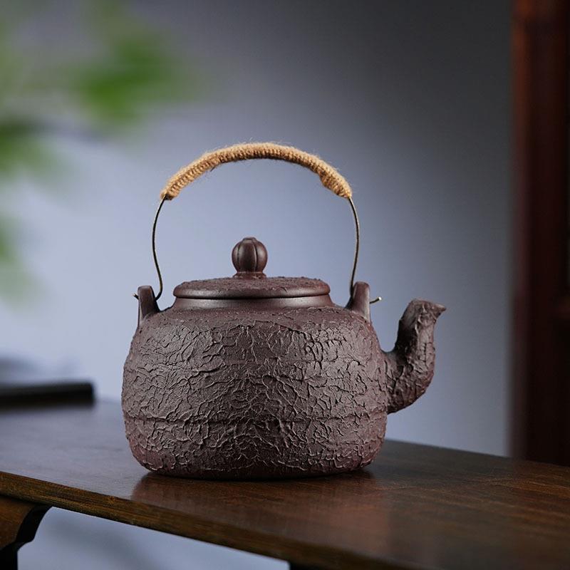 煮水壶宜兴原矿紫砂烧水壶手工大茶壶电陶炉煮茶器明火提梁紫砂壶