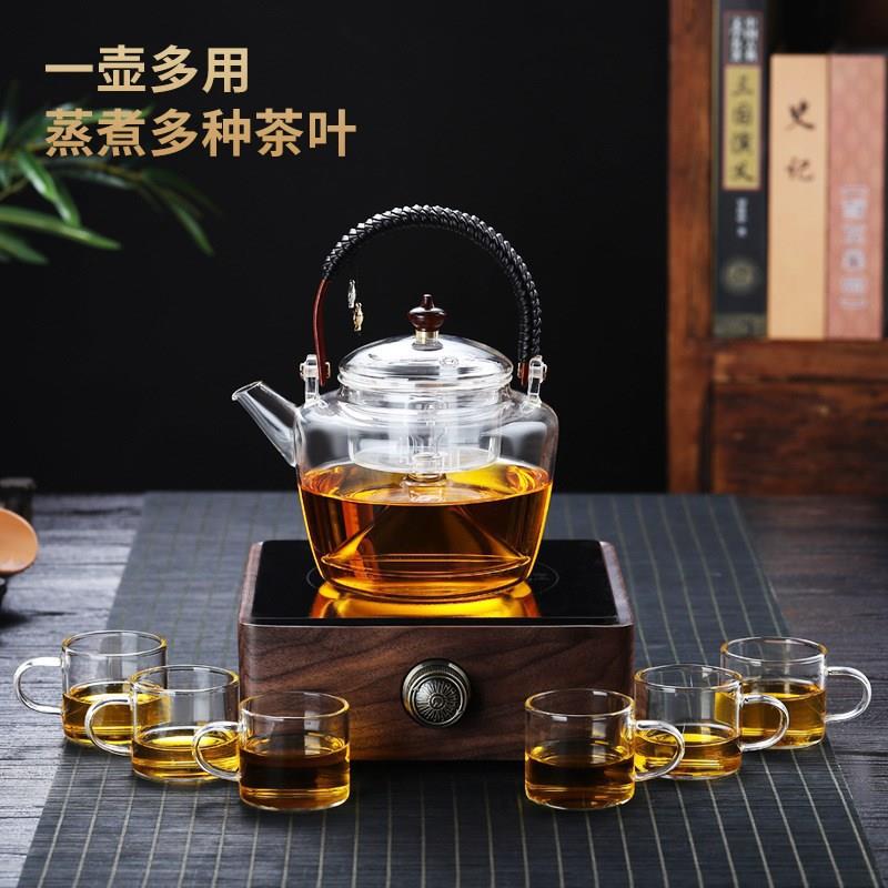 现货耐热玻璃提梁煮水壶现代简约电陶炉加厚玻璃蒸煮茶壶