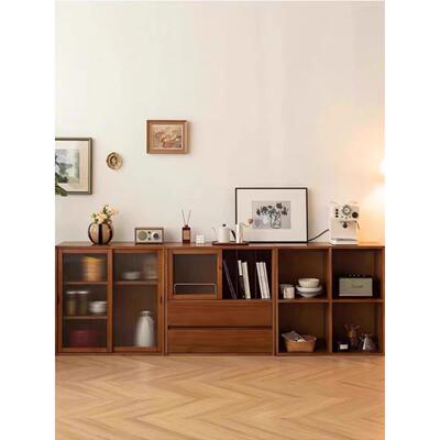 复实木书柜厅储物柜书组合KSR柜展示柜餐边柜落地格子收纳客古矮