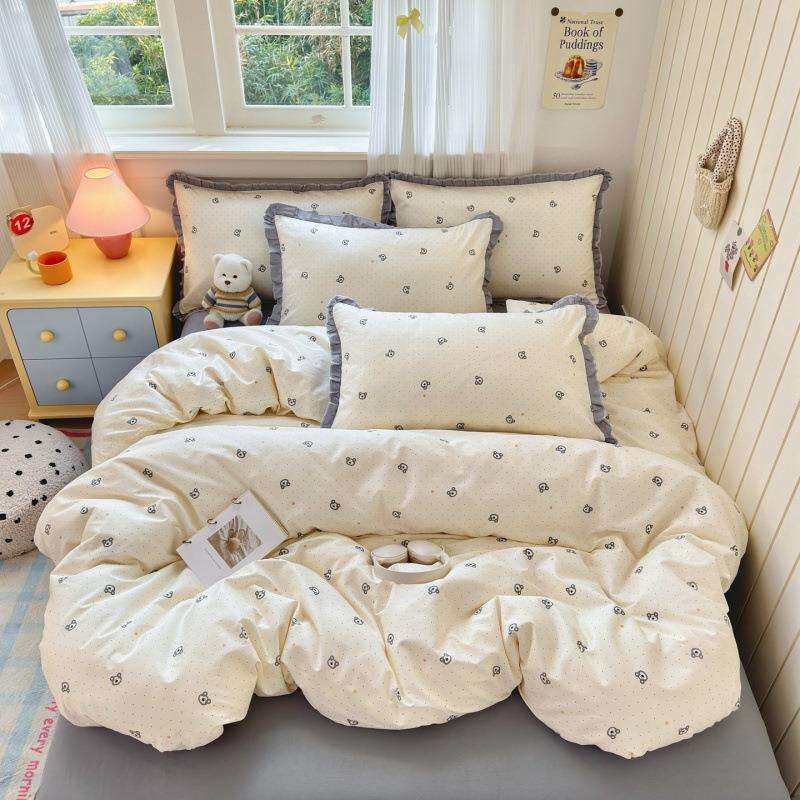 纯棉小清新印花四件套13372床单被套田园可爱公主风全棉床笠套件