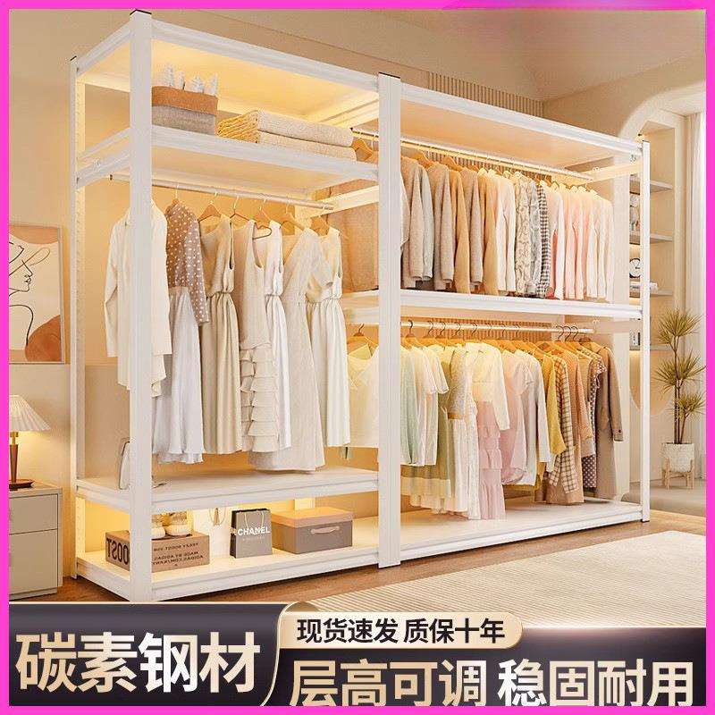 双层衣柜开放式挂衣架简易卧室出租房衣橱收纳多层置物架服装衣架