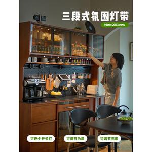 ZPX复古实靠木法式边柜墙一水体置物柜客厅储物柜中古茶柜餐双层