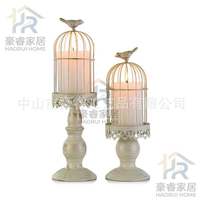 创意复古鸟笼烛台摆件欧式铁艺蜡烛台摄影婚庆餐厅道具跨境亚马逊