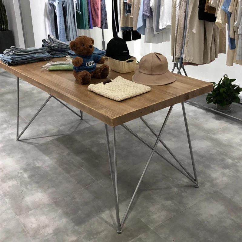 新款直销北欧服装店桌子中间摆放中岛实木展示桌简约长方形流水台