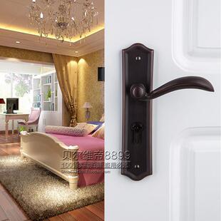 房门锁静音黑色木门卧室欧式 门把手 黄古锁具执手锁仿古黑通用美式
