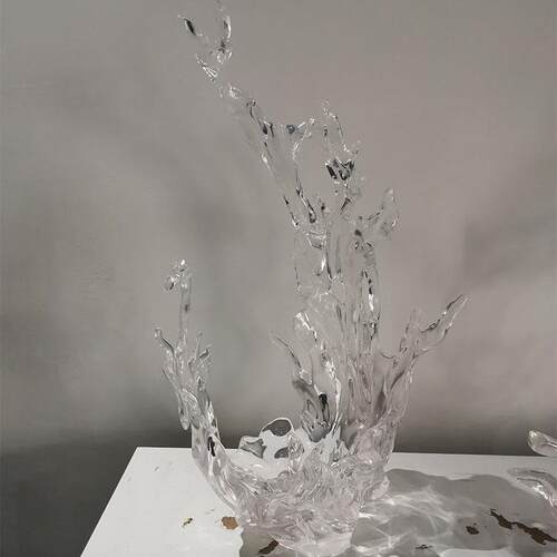厂家直销透明树脂浪花摆件新中式现代轻奢抽象艺术家居装饰品