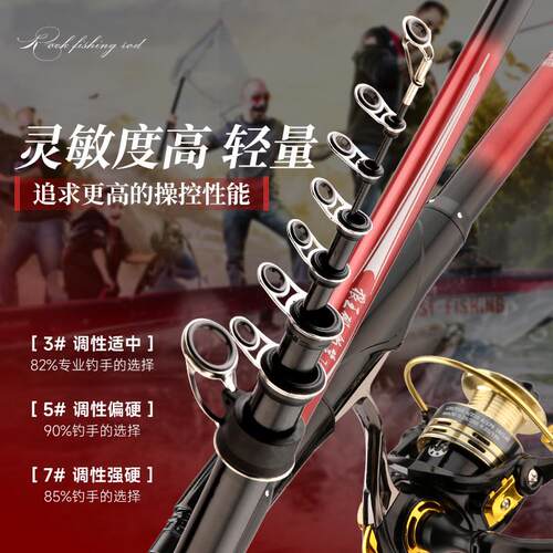 专业矶钓滑漂竿矶竿矶钓竿碳素超硬超轻长节鱼竿远投滑漂大导环矶