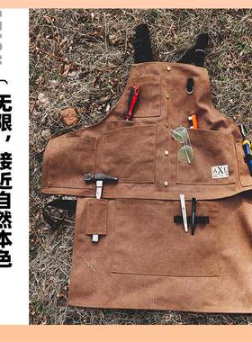 美式?复户外围裙F767M79T古耐磨园艺师木工野炊营地女牛仔工作服