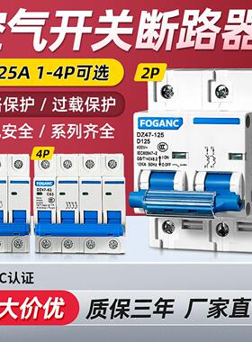 DZ47-63小型断路器空气开 关1p2p3p4p家用空开 关16A32A63A100A12