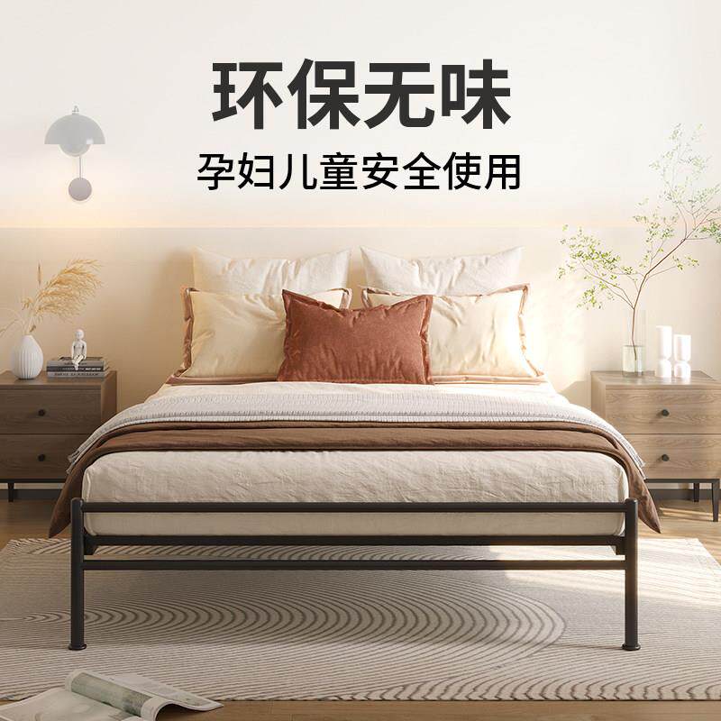 天家具方无床头铁艺双人官床悬W2340420浮床铁架床坛加密排骨稳固