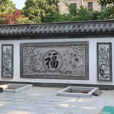 覆古石雕浮雕青石壁画 画照壁大理石山水屏风地雕围墙照壁墙地雕