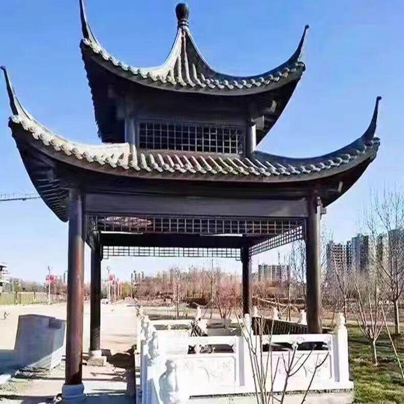 古建凉亭源六头工小7青瓦四角角古古建厂水榭亭户外凉亭建长廊凉