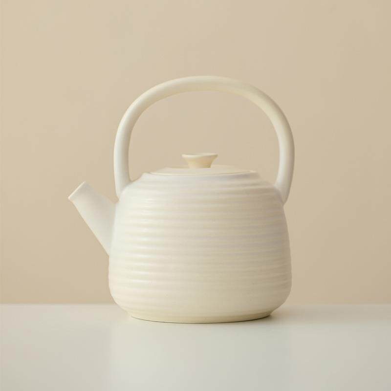 高颜值横纹提梁壶复古泡茶壶家用办公室茶具酒店餐厅水壶