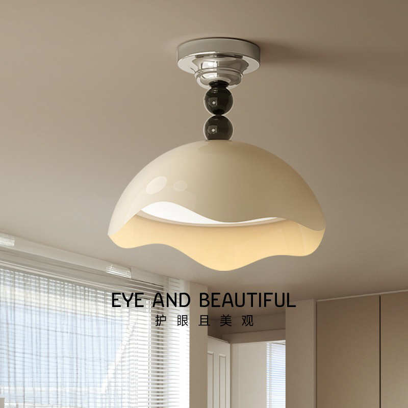 法式奶油风蛋壳主卧室吸顶灯女孩房间客厅吊灯具护眼现代简约大气