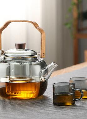 高硼硅玻璃提梁壶耐高一温玻璃茶家蒸壶煮体围HR-PB400炉煮茶壶茶