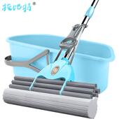 111V批发托把吧胶棉拖把家用大号38cm不锈钢伸缩杆滚轮挤水海绵免