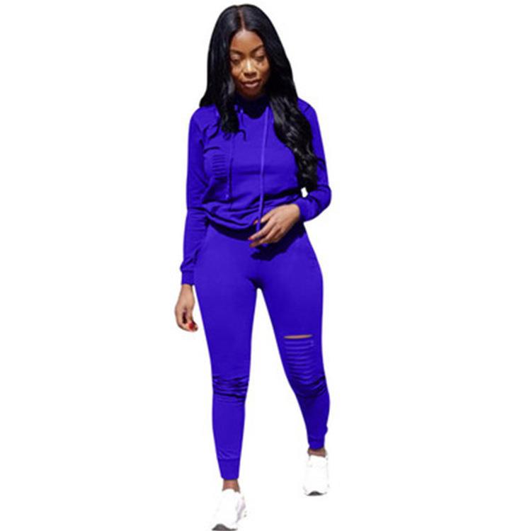 Womens Fashion Suit Solid Color Sports Burning Flower
