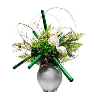 简约新中式空间架构花艺摆件样板房玄关仿真花装饰品酒店前台软装