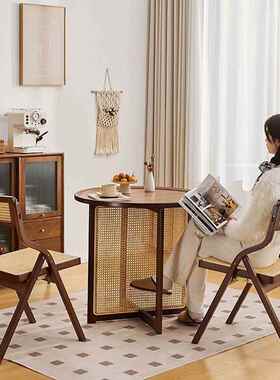 2025新卧款藤桌椅阳台小圆桌子客厅室房窗间出75991租飘房圆形吃