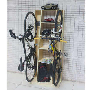 木制立式 墙壁柜停车停 挂钩车架 柜收纳自行车bookbike自行车实木