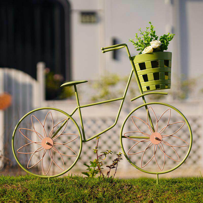 户外庭院花园别墅装饰品铁艺创意摆件铁艺装饰落地造景铁艺自行车