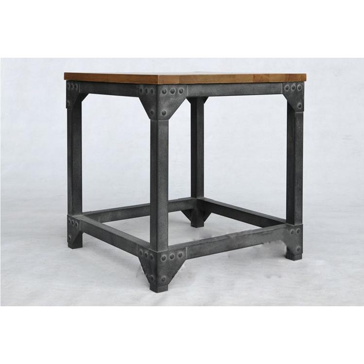 复古实木铁艺做旧茶几四方桌边几角几咖啡桌床头柜实木桌子棋牌桌