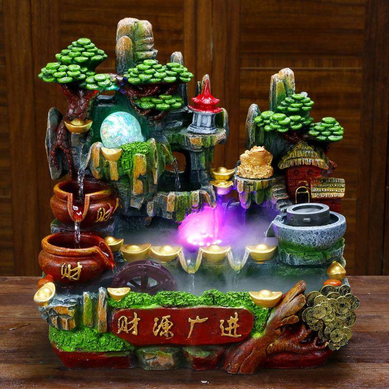 树脂假山流水喷泉风水轮加湿器家居室内客厅装饰工艺品摆件礼品