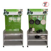 商超超市厨房用具货架平底锅展架厨具展示架促销 陈列架带广告灯箱