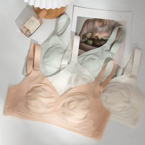 超薄款防凸点内衣女大胸显小舒服光面无痕无钢圈承托冰丝文胸夏季