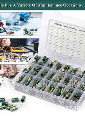 460PCS24种规格高频电解电容绿色高频直插铝电解电容6.3V-50V