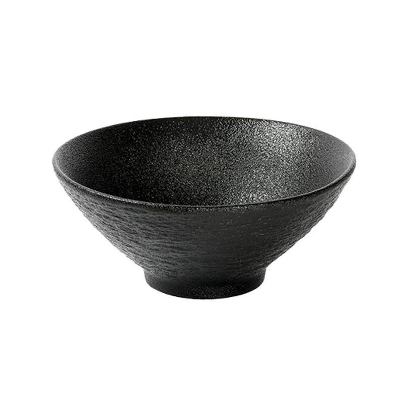 日式侘寂风餐具商用黑色陶瓷粗陶面碗刨冰斗笠喇叭碗老式牛丼饭碗