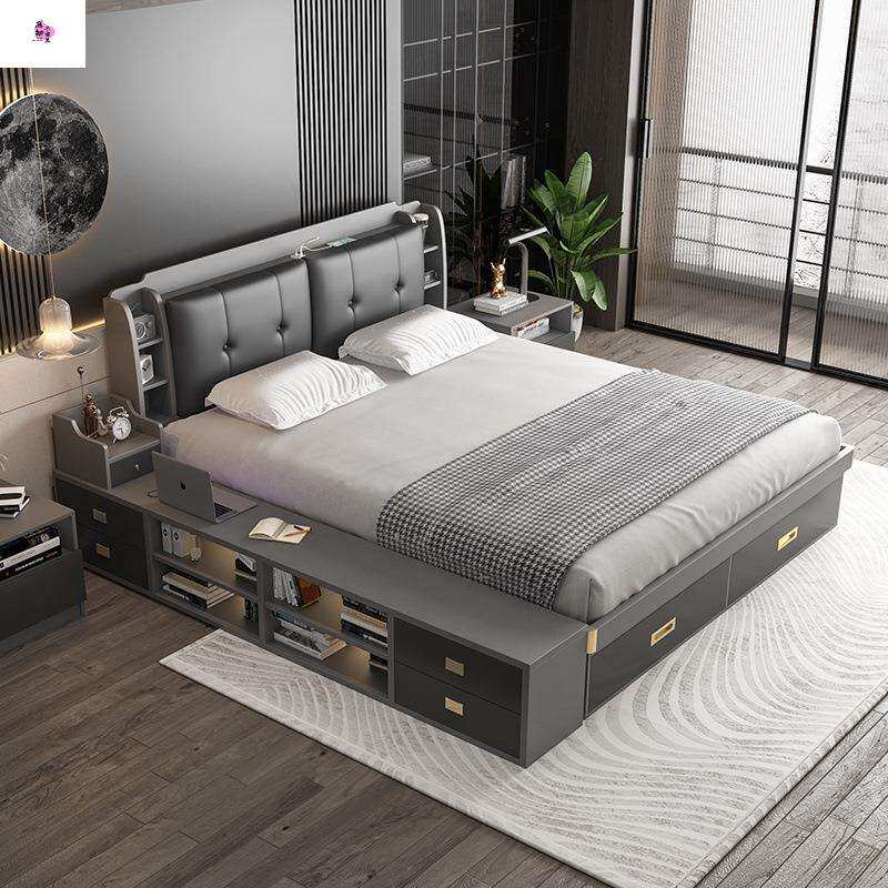 实木气动高箱储物床1.8米现代简约主卧床1.5小户型1.2米双人床
